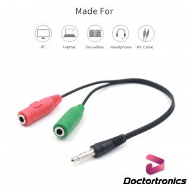 Stereo Audio Plug 3.5mm 1 Male to 2 Female Adapter Cable Y Spliter Cable Headphone Microphone Adapter